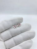 Pink pearl and stone flower earring featuring a graceful floral design