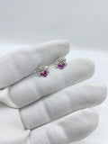 Pink and white floral earring