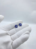 Blue six petal blue earring