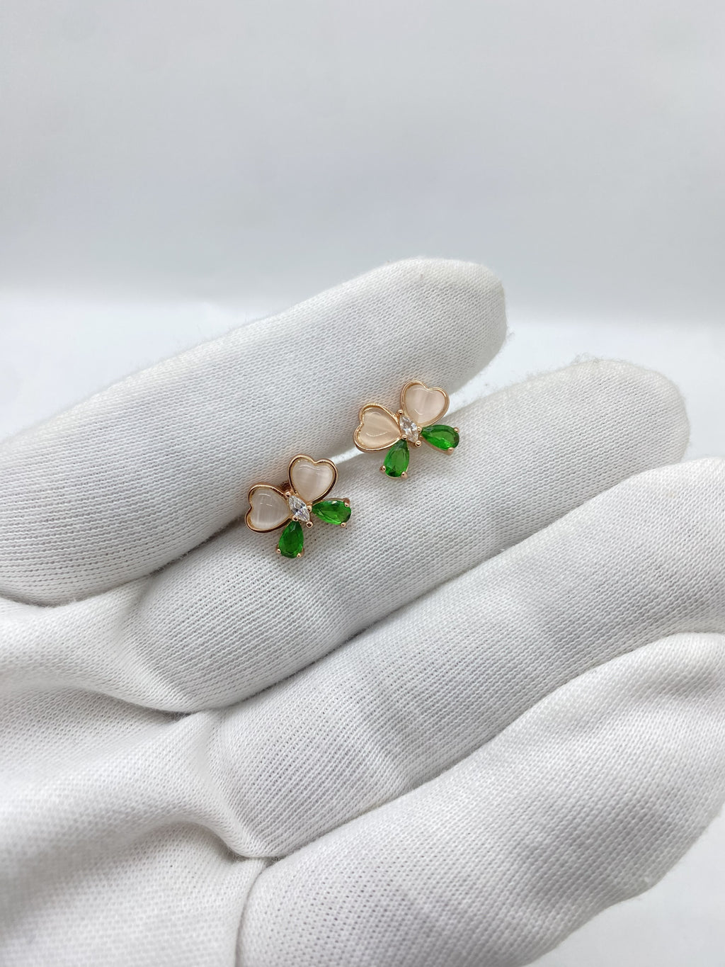 simple Rose silver  greenstone earring
