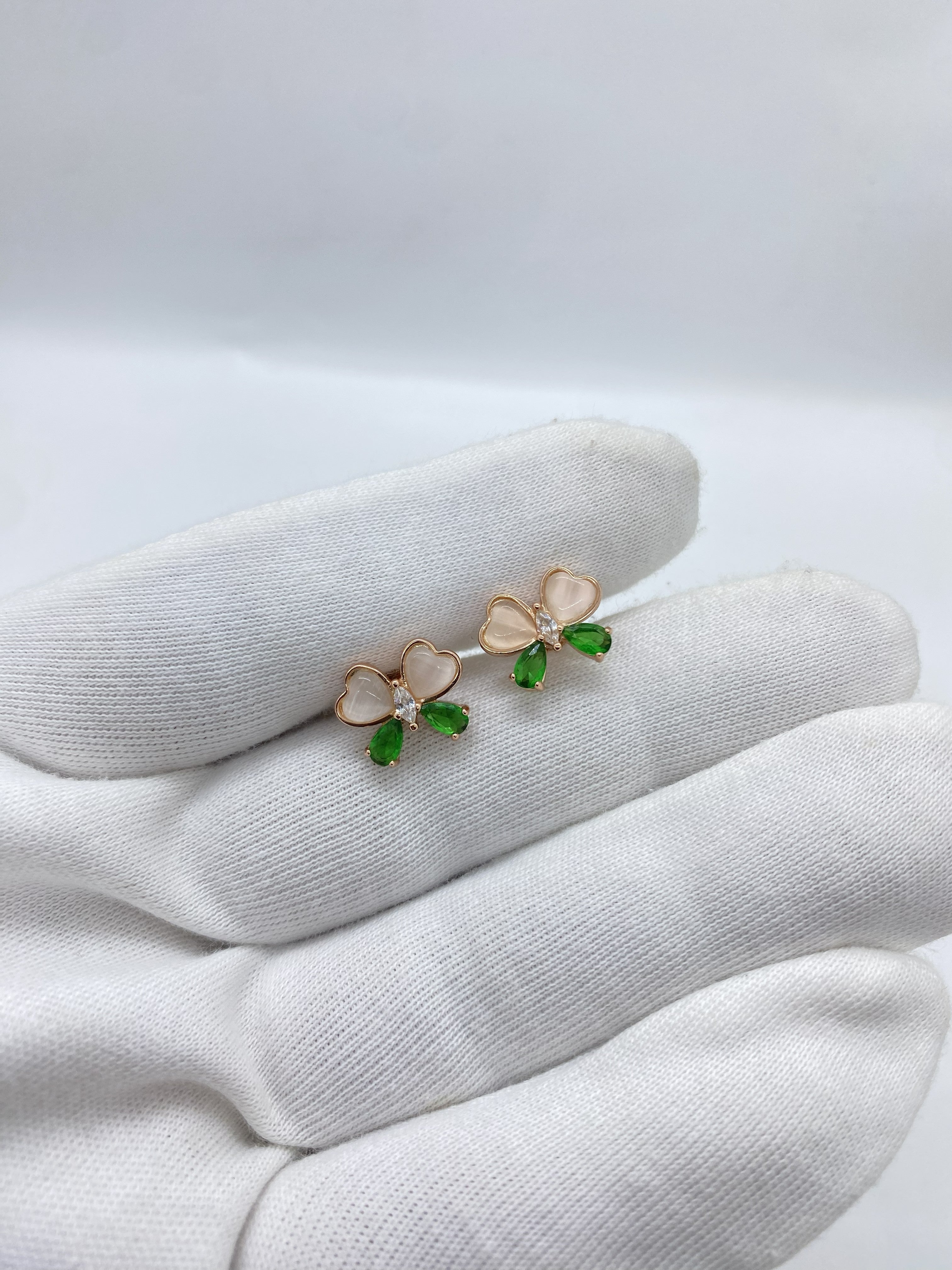 simple Rose silver  greenstone earring