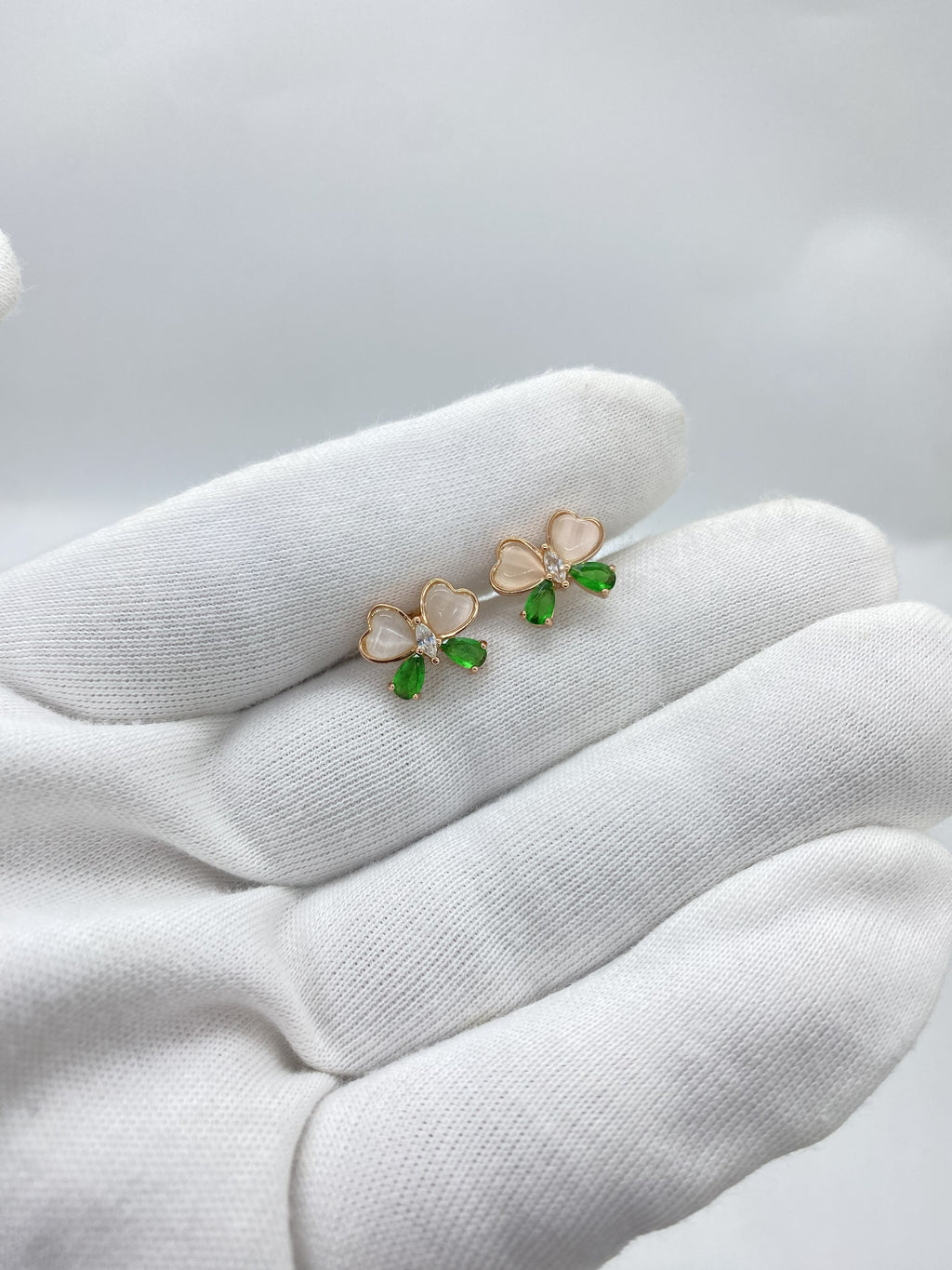 simple Rose silver  greenstone earring