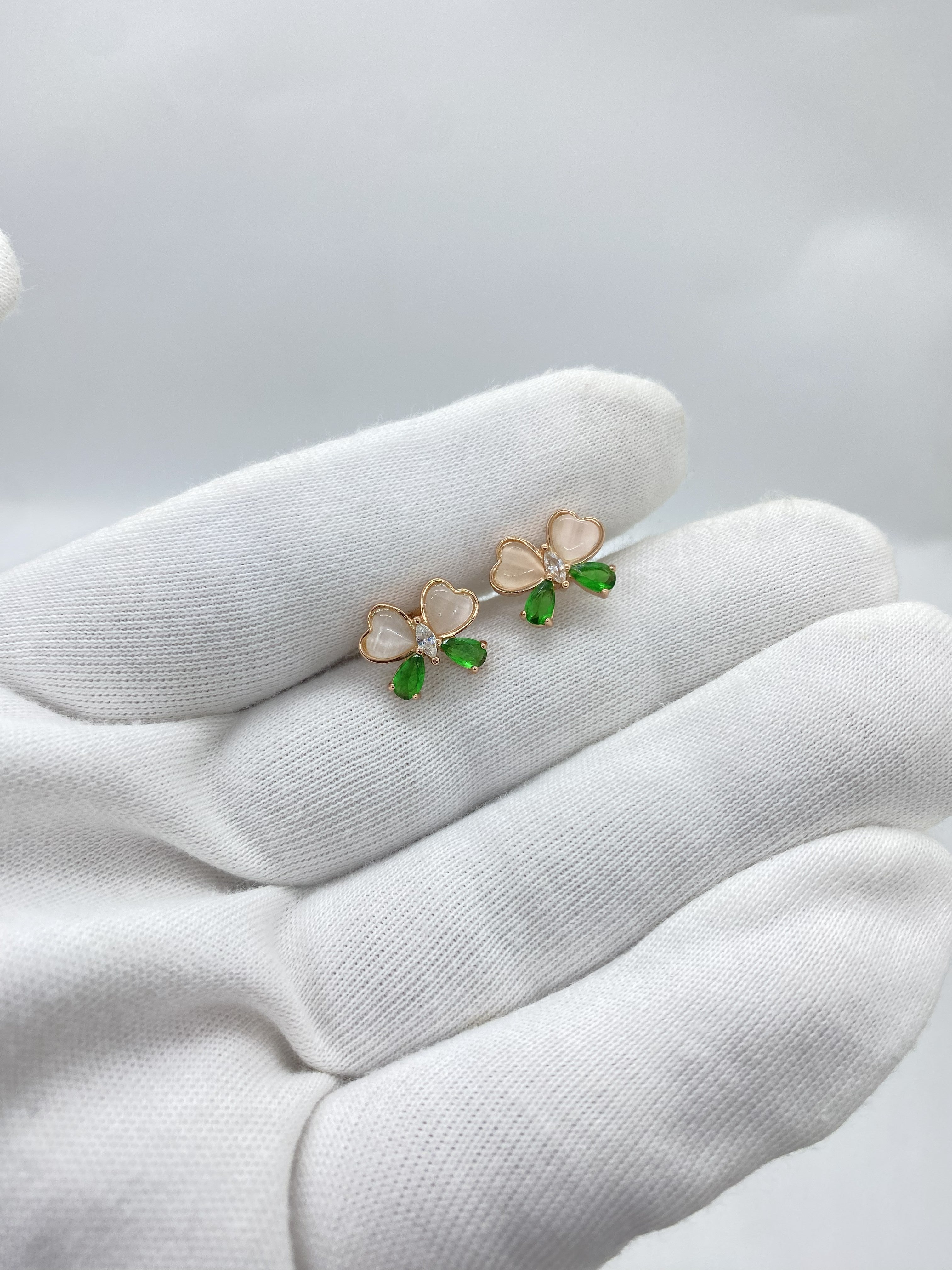 simple Rose silver  greenstone earring