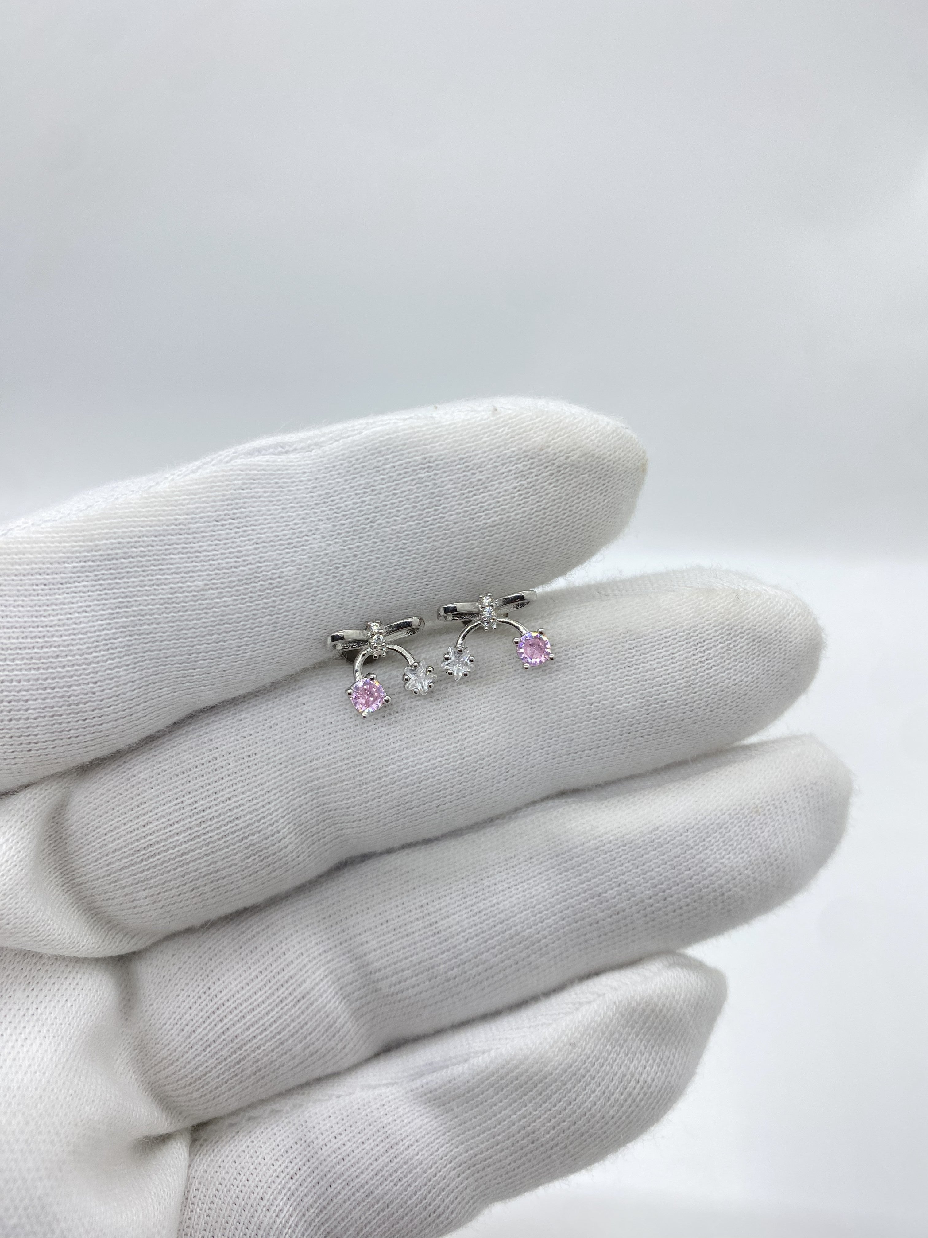 Bow pink and white stone