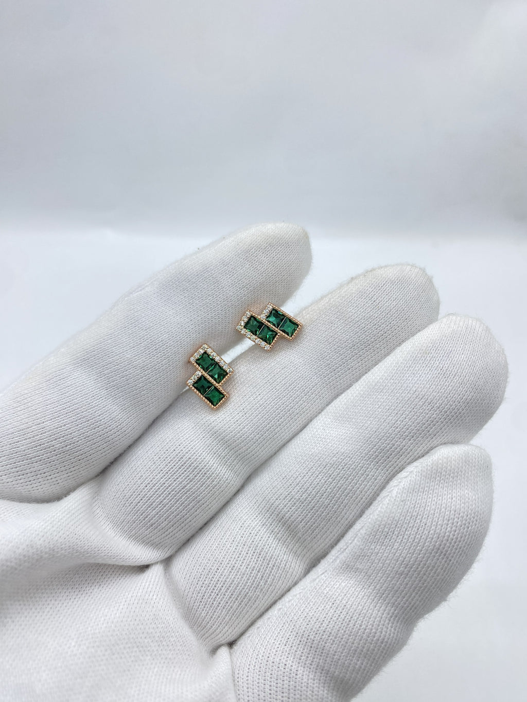 Emerald Tiered Studs