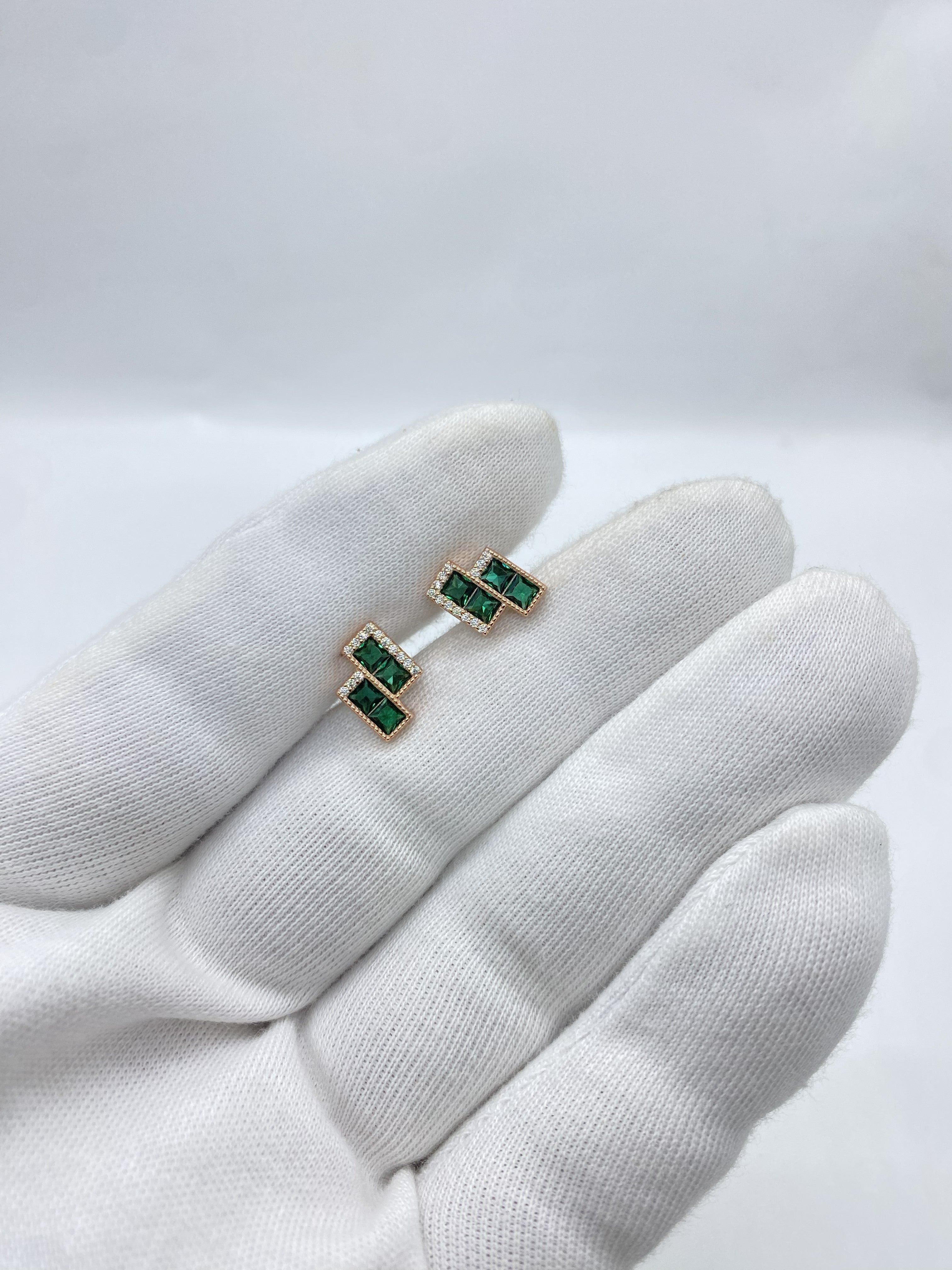 Emerald Tiered Studs