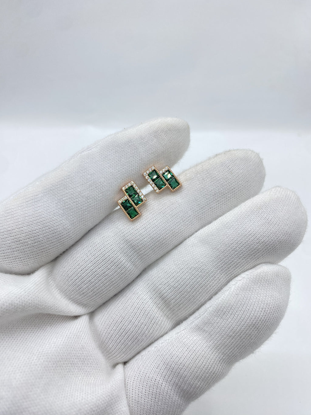 Emerald Tiered Studs