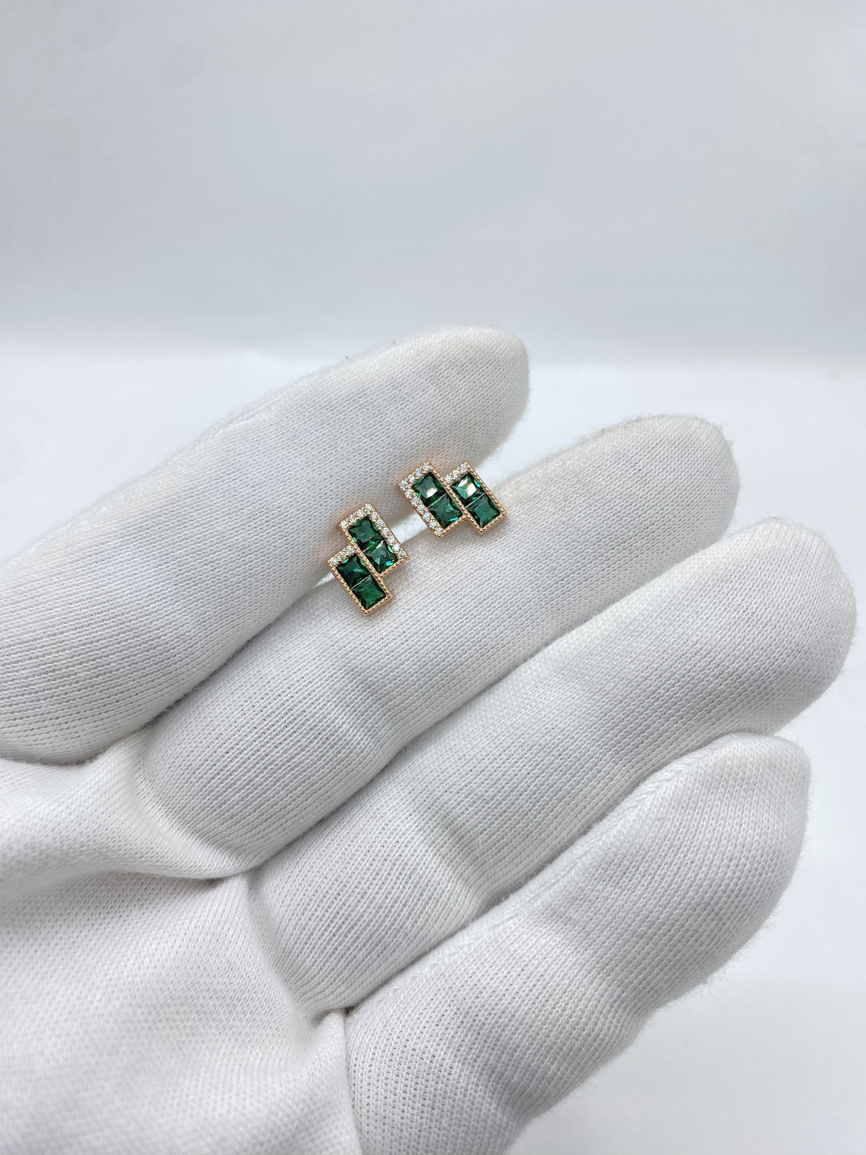 Emerald Tiered Studs