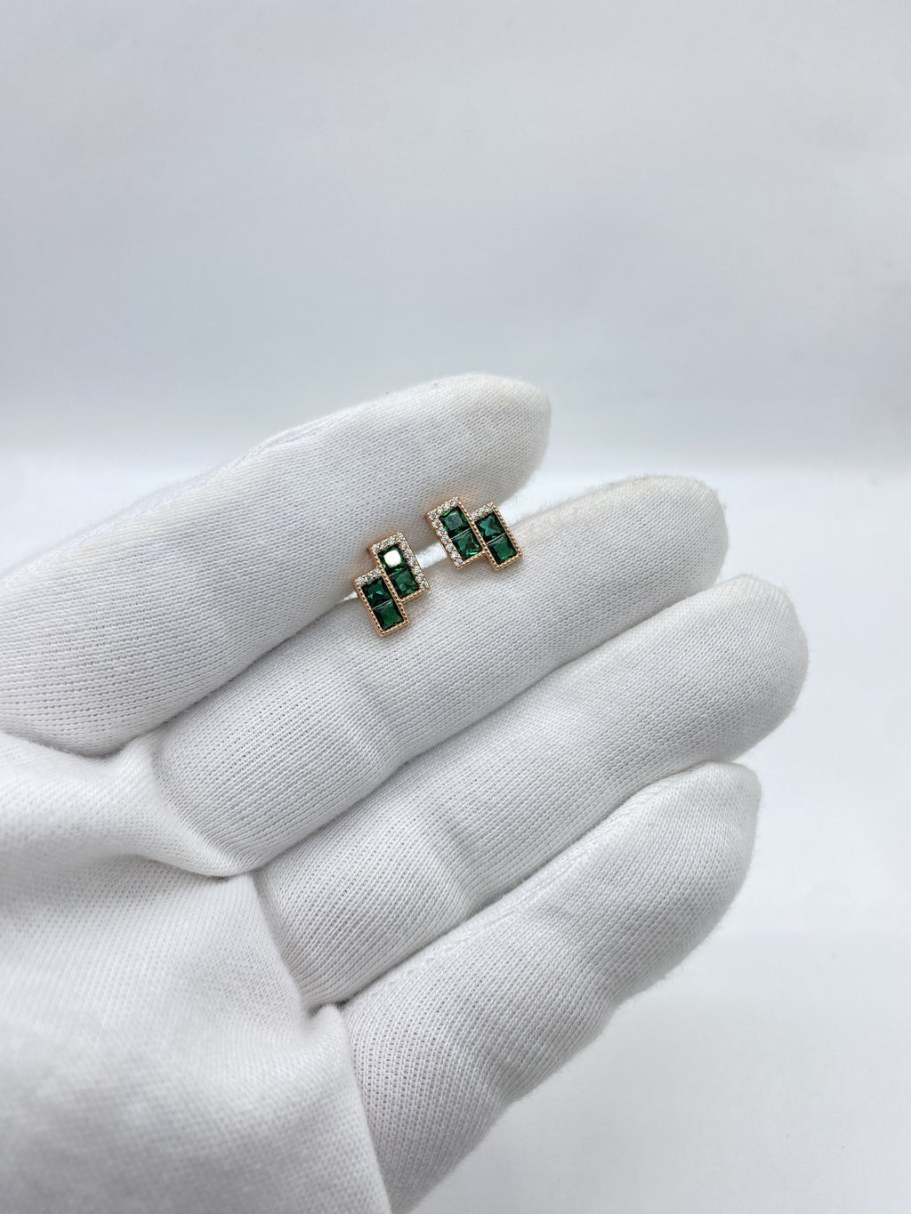 Emerald Tiered Studs