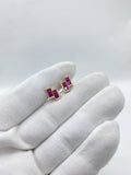 Rose silver ruby stud