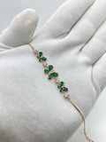 Rose Silver Green Stone Butterfly Bracelet
