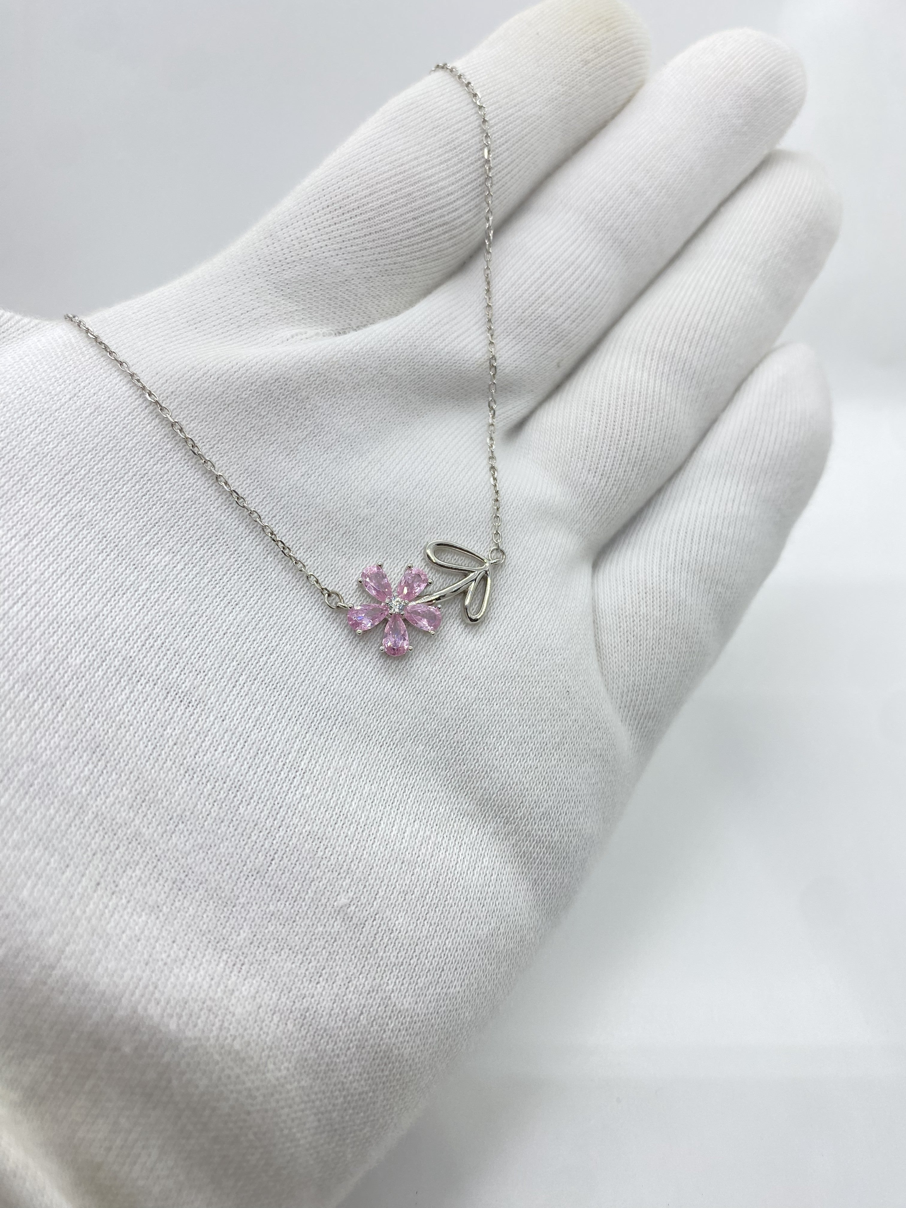 Pink Floral Stone Chain