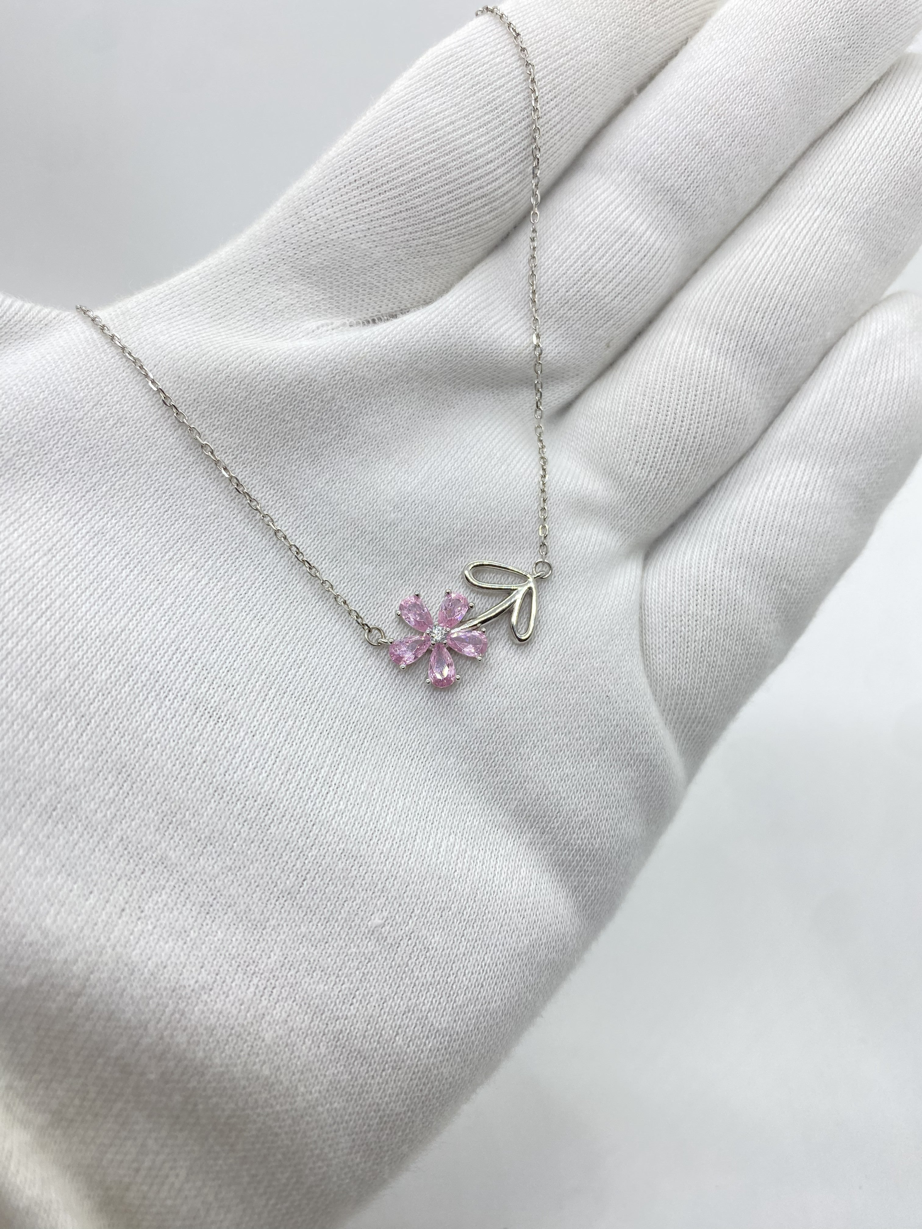 Pink Floral Stone Chain