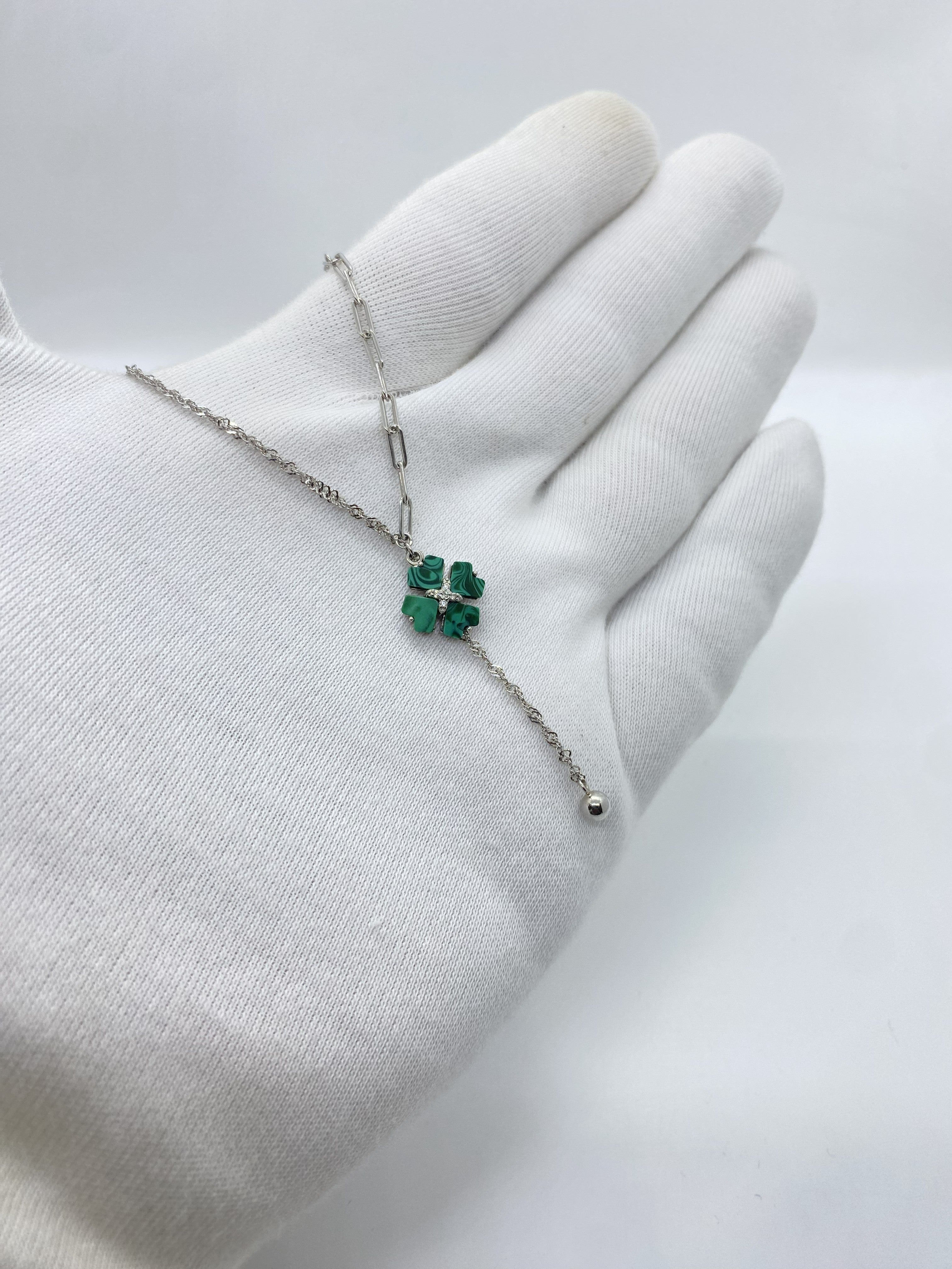 Marble Green Floral With Silver Ball Hanging