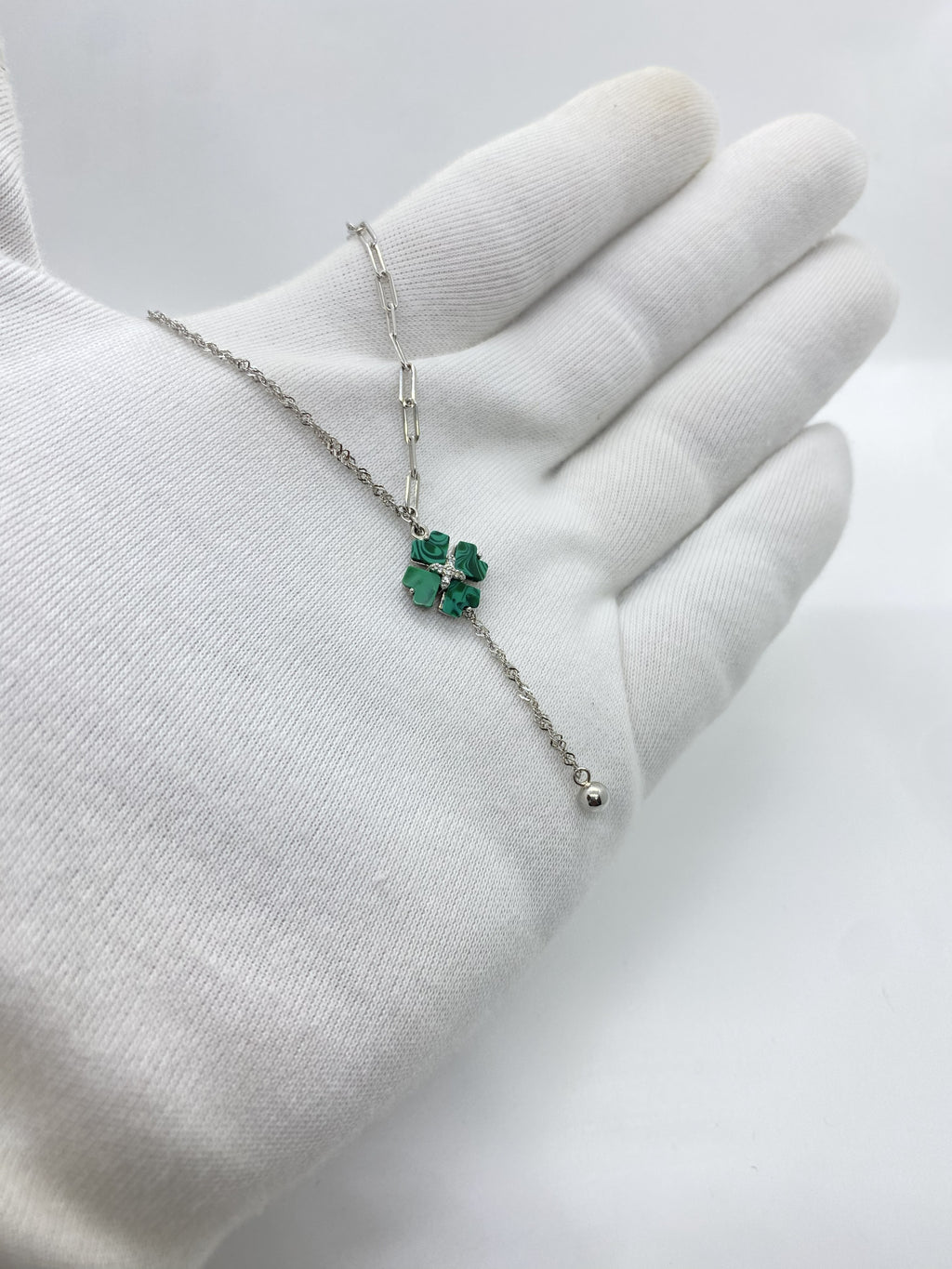 Marble Green Floral With Silver Ball Hanging
