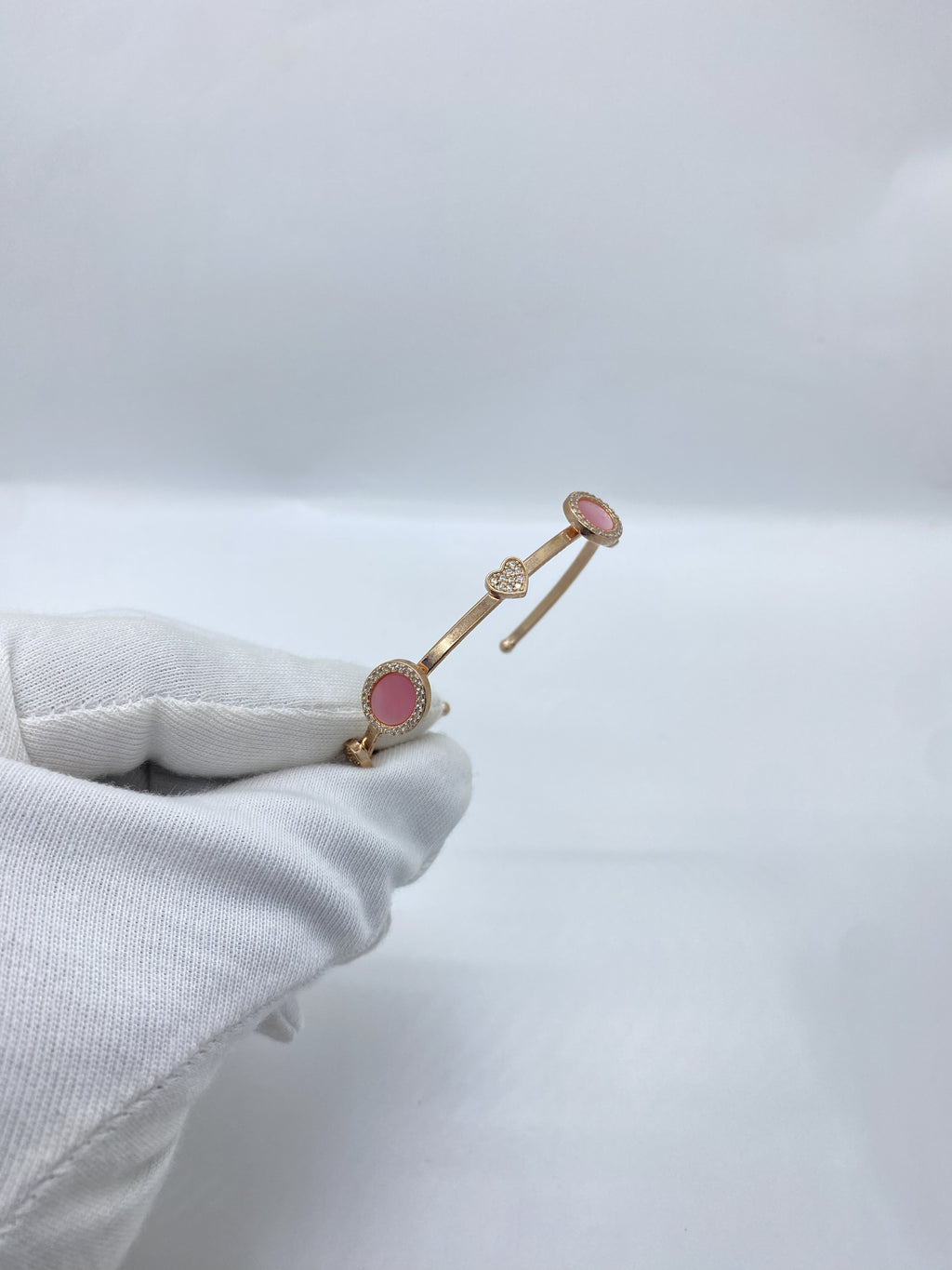 Rose Silver Oval Half Bangle