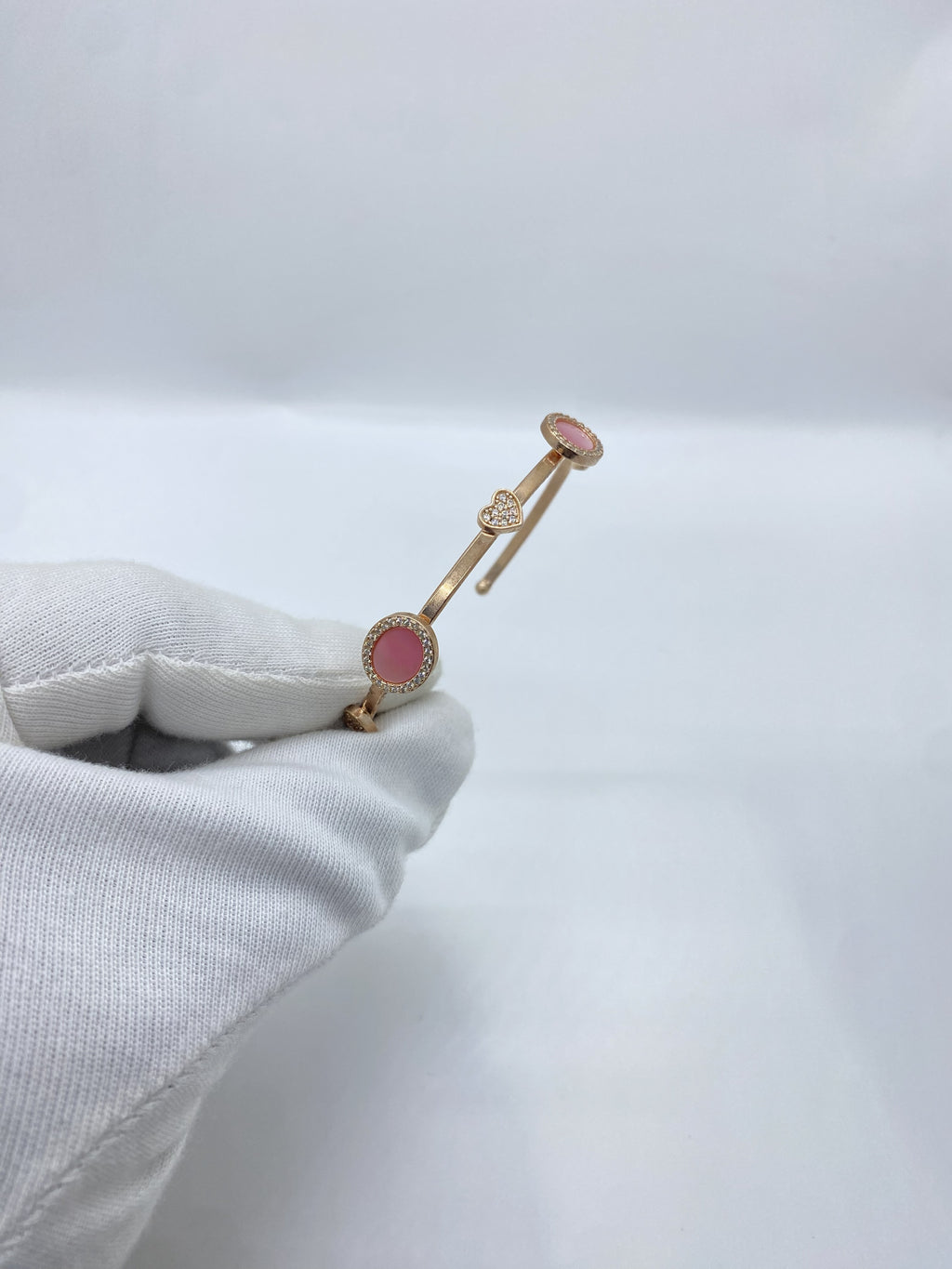 Rose Silver Oval Half Bangle