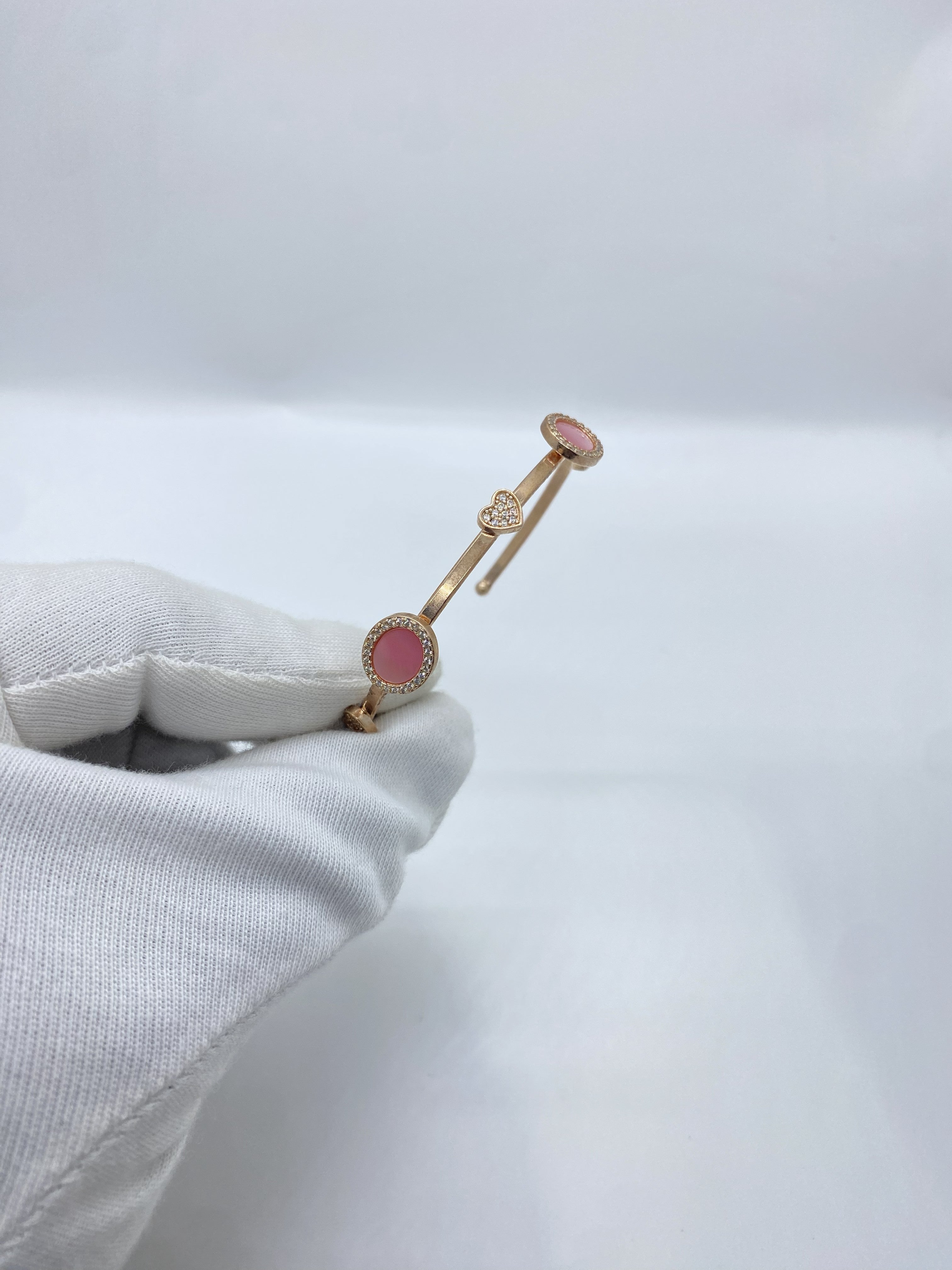Rose Silver Oval Half Bangle
