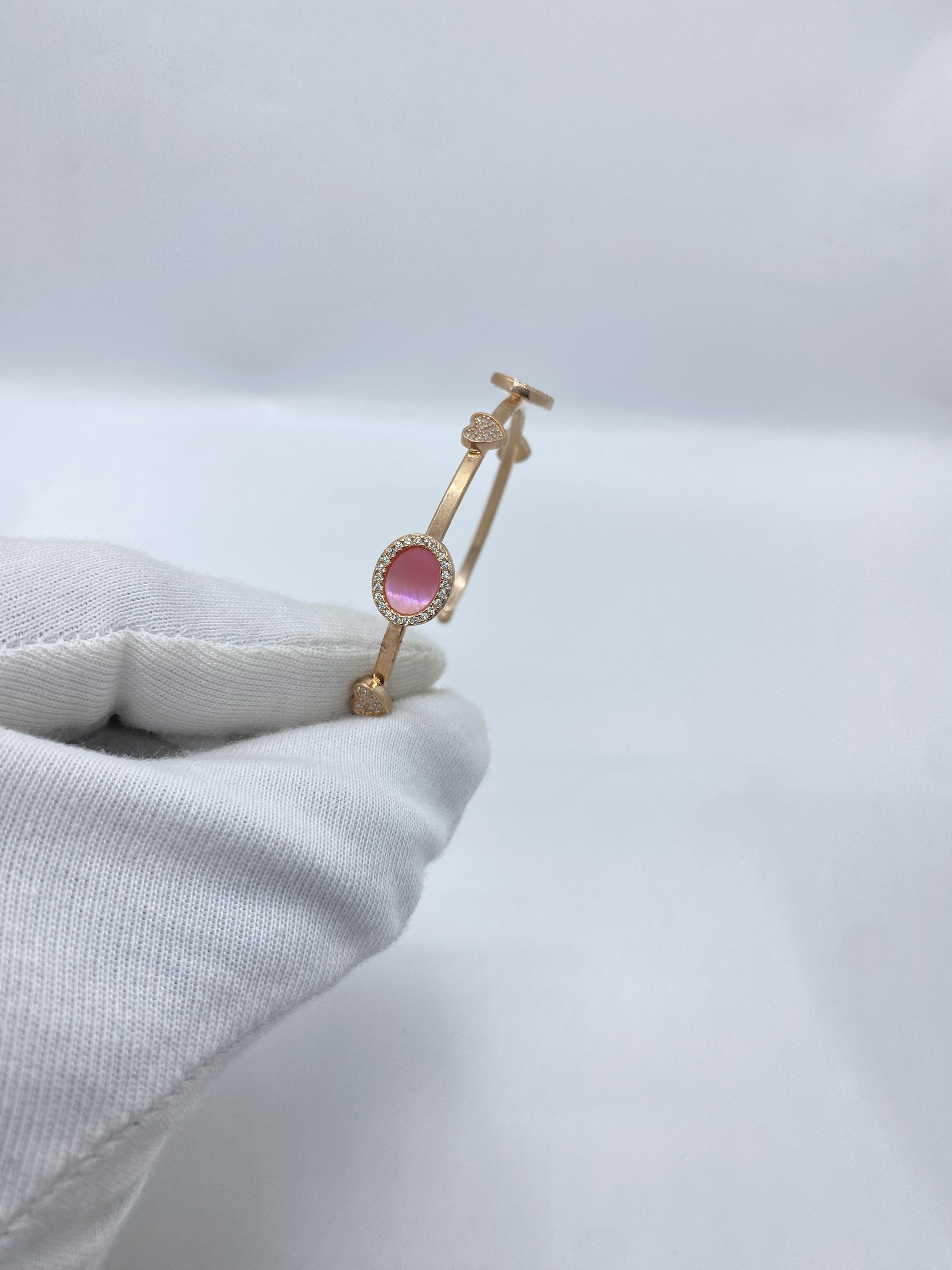 Rose Silver Oval Half Bangle