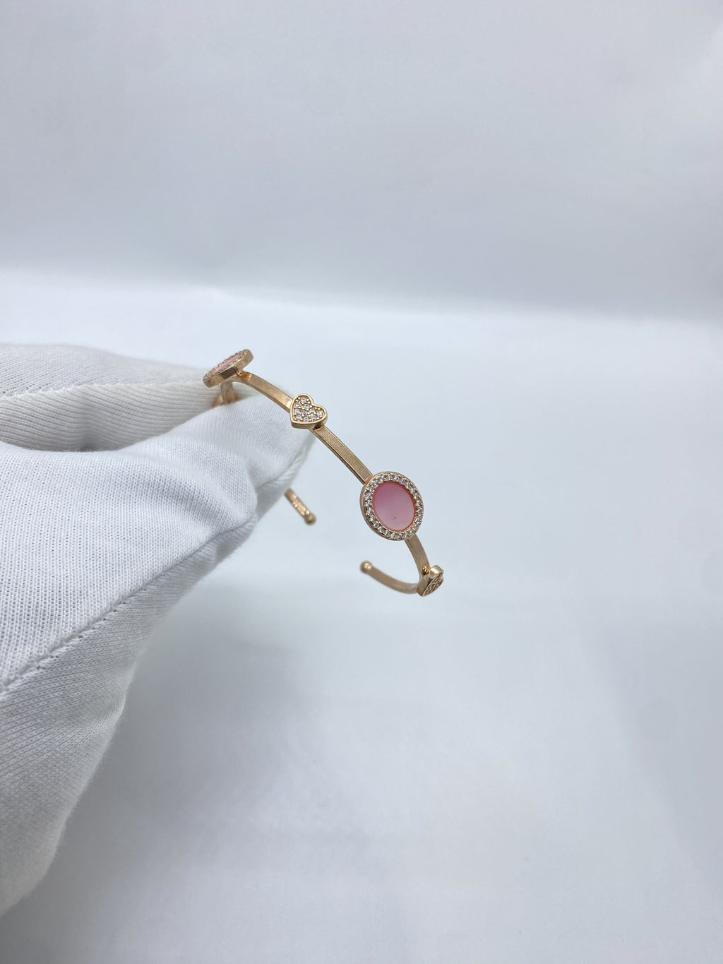 Rose Silver Oval Half Bangle