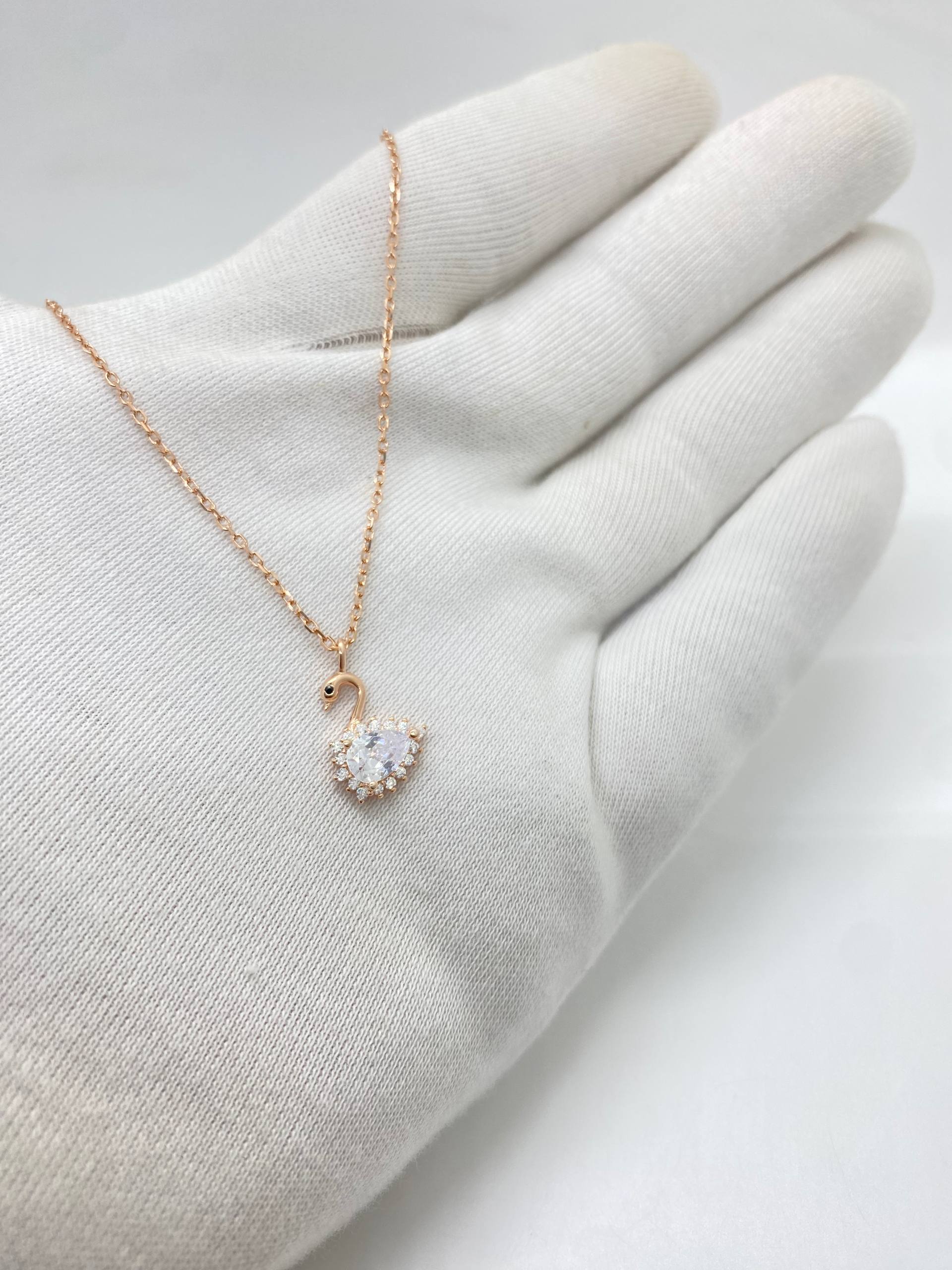 Stone Swan In Rose Silver