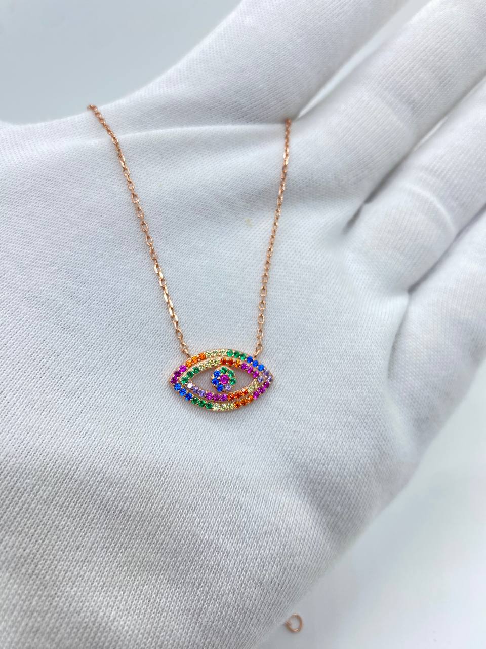 Multi Coloured Rose Silver Evil Eye