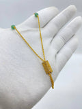 Golden Necklace With Green Bead