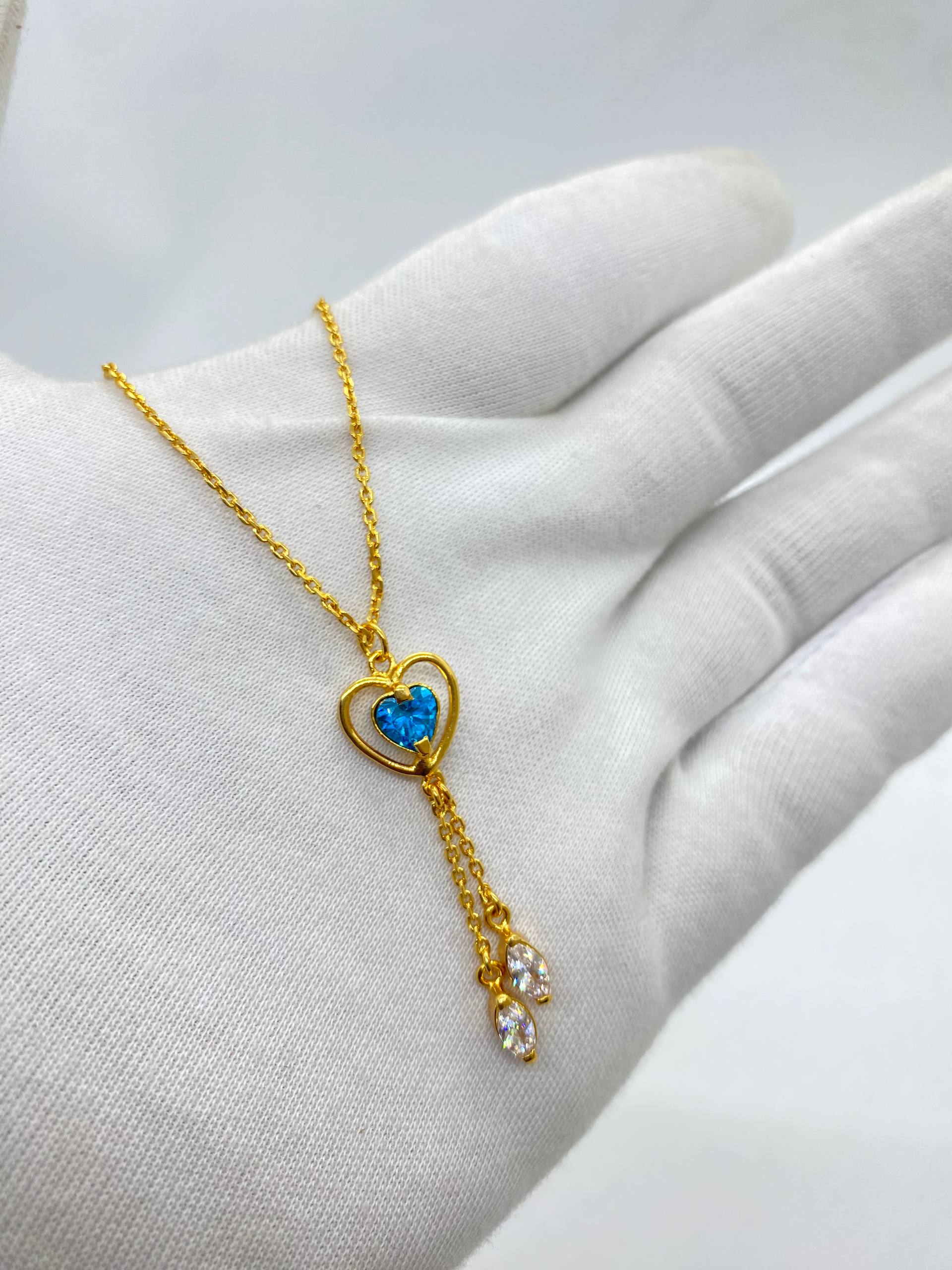 Golden Heart Drop Necklace