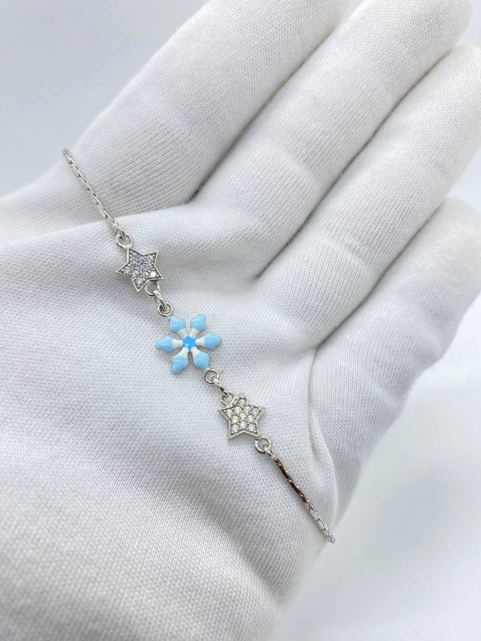 Silver bracelet Bule Daisy charm bracelet